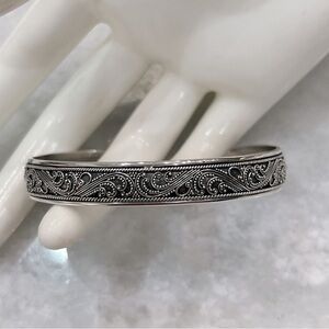 Sterling Silver Swirl Engraved Cuff Bracelet